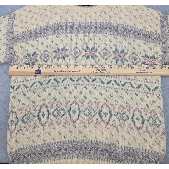 VTG Eddie Bauer Sweater Icelandic Fair Isle Nordic Holiday Knit Wool Blend S - Picture 8 of 9